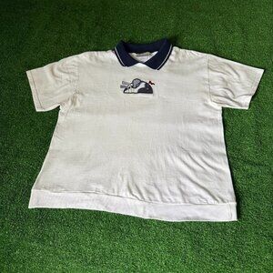 Brindar Vintage 80s Embroidered Design Collared Sport Polo Golf Shirt Size L